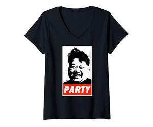 Femme Fête Kim Jong Un T-Shirt avec Col en V
