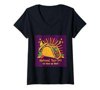 Femme Fête Nationale du Taco T-Shirt avec Col en V