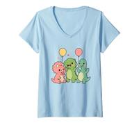 Femme Fête préhistorique de Copains Mignons T-Shirt avec Col en V
