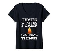 Femme Feu de Camp en Plein air That's What I Do Camp and Know Things T-Shirt avec Col en V