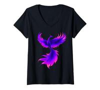 Femme Feu Phénix Oiseau Phénix Spirituel Renaître T-Shirt avec Col en V