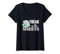 Femme Feuille de calcul Humoristique pour Comptable Freak in The Excel Sheets T-Shirt avec Col en V