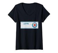 Femme Feuille de curling jargon de sports de glace d'hiver T-Shirt avec Col en V