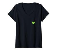Femme Feuille de Gingko (Vert Clair Vintage Gauche) Gingko T-Shirt avec Col en V