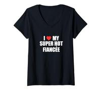 Femme Fiançailles disant « Couple fiancé » J'aime ma fiancée super sexy T-Shirt avec Col en V