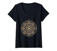 Femme Fibonacci Golden Sacred Geometry Mandala Spirale Art Fractale T-Shirt avec Col en V