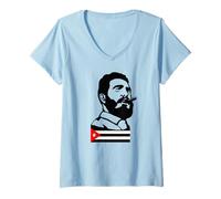 Femme Fidel Castro Cuba Libre T-Shirt avec Col en V