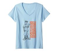 Femme Fido Dido, ce Que tu ES est Bien T-Shirt avec Col en V, Bleu Céleste, L