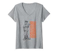 Femme Fido Dido, ce Que tu ES est Bien T-Shirt avec Col en V, Gris Chiné, XL