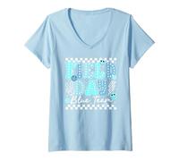 Femme Field Day Blue Team Outdoor Field Day Jeux de jour pour enfants et enseignants T-Shirt avec Col en V