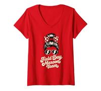 Femme Field Day Maroon Team Tournoi Cheer Bulldog High School T-Shirt avec Col en V