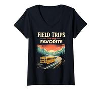 Femme Field Trips are My Favorite Field Trip T-Shirt avec Col en V