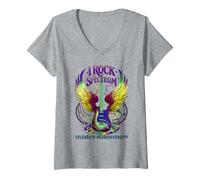 Femme Fier de Neurodiversity I ROCK THE SPECTRUM Sensibilisation à l'autisme T-Shirt avec Col en V