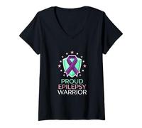 Femme Fier défenseur des Crises d'épilepsie du Guerrier épileptique T-Shirt avec Col en V