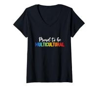 Femme Fier d'être multiculturel T-Shirt avec Col en V