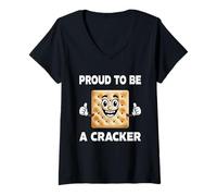 Femme Fier d'être Un Cracker Halloween Humour Snack Meme T-Shirt avec Col en V