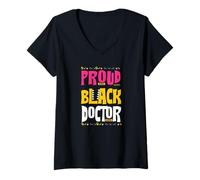 Femme Fier d'être Un médecin Noir, l'éducation est la liberté, Le Mois de l'histoire T-Shirt avec Col en V
