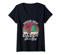 Femme Fier d'être un nouveau papa, c'est la fête des pères pour la première fois T-Shirt avec Col en V