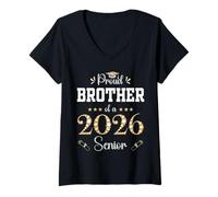 Femme Fier frère d'une Remise de diplôme Senior 2026 T-Shirt avec Col en V