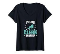 Femme Fier, Greffier, frère, Bureau Professionnel T-Shirt avec Col en V