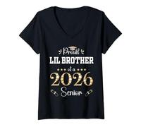 Femme Fier Lil Brother of A 2026 Senior Graduate Graduation T-Shirt avec Col en V
