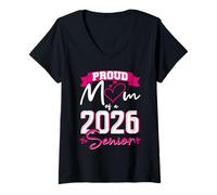 Femme Fier maman de la promotion 2026, dernière année de fin d'études, maman senior amusante T-Shirt avec Col en V