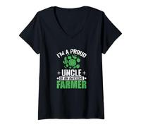 Femme Fier oncle Awesome Farmer T-Shirt avec Col en V