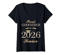 Femme Fier Parrain d'une Remise de diplôme Senior 2026 T-Shirt avec Col en V