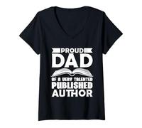 Femme Fier père d'un auteur publié talentueux T-Shirt avec Col en V