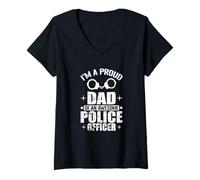 Femme Fier père d'un Formidable père Policier T-Shirt avec Col en V