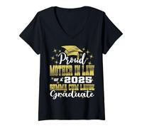 Femme Fière Belle-mère 2025 Summa Cum Laude Classe 2025 Diplômé T-Shirt avec Col en V
