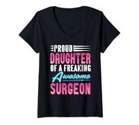 Femme Fière Fille d’Un Incroyable Chirurgien Sauveur de Vies T-Shirt avec Col en V