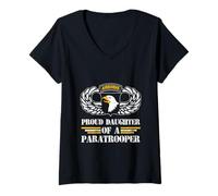 Femme Fière fille d'un vétéran américain de la 101e division aéroportée T-Shirt avec Col en V