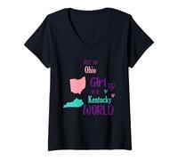 Femme Fière fille juste une fille de l'Ohio dans un monde du Kentucky T-Shirt avec Col en V