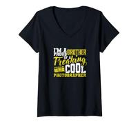 Femme Fière frère Cool Photographe T-Shirt avec Col en V