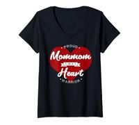 Femme Fière Maman d'un Guerrier Cardiaque greffe de Chirurgie CHD T-Shirt avec Col en V