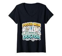 Femme Fière Maman d'un Nouveau diplôme de médecin, mère, mère, mère, Maman T-Shirt avec Col en V