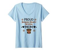 Femme Fière Mère De Griffon, Griffon Nain Belge T-Shirt avec Col en V