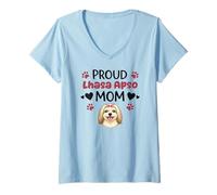 Femme Fière Mère De Lhassa, Lhassa Apso T-Shirt avec Col en V