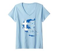 Femme Fière patriote grecque Happy Greek Independence Day Grèce Carte T-Shirt avec Col en V