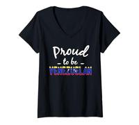 Femme Fiers d'être le patrimoine hispanique vénézuélien fierté vénézuélienne du Venezuela T-Shirt avec Col en V
