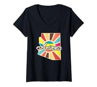 Femme Fierté de l'Arizona : Style Vintage et Aventure T-Shirt avec Col en V