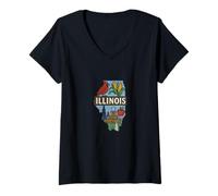 Femme fierté de l'État de l'Illinois T-Shirt avec Col en V