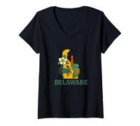 Femme Fierté de l'État du Delaware T-Shirt avec Col en V