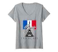 Femme Fierté Française Anti America - Patriotisme économique T-Shirt avec Col en V