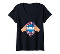 Femme Fierté hondurienne déchirer Les Drapeaux du Monde T-Shirt avec Col en V