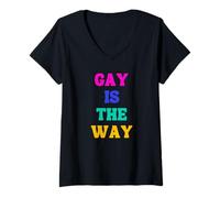 Femme Fierté Mois Parade Gay is The Way Musique Art Festivals T-Shirt avec Col en V