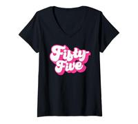 Femme Fifty-Five 55 Years Old pour Les Femmes Her 55th Birthday T-Shirt avec Col en V