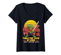 Femme Fighting Frog Bootleg Tour - Retro Meme Style T-Shirt avec Col en V