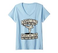 Femme Fighting Grandma Karaté Citation Hapkido T-Shirt avec Col en V